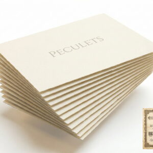 Peculets Künstler-Set: Stapel aus zehn Bögen Spezialpapier mit Peculets-Prägung und Echtheitszertifikat